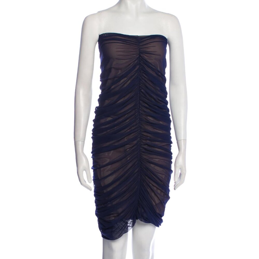 NWT - Norma Kamali Midi Mesh Length Skirt / Dress - nude and navy blue